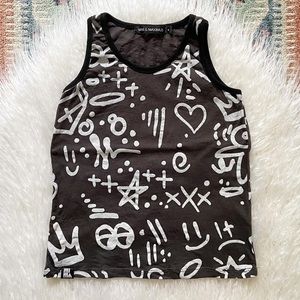 MIMA mini + maximus graffiti tank top black white minimalist kids 4